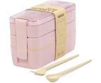 Lunch Box，Wheat Straw Lunch Box Pink,Lunch Box Lunch Box Bento Box Lunch Box For Children And Adults With 3 Compartments