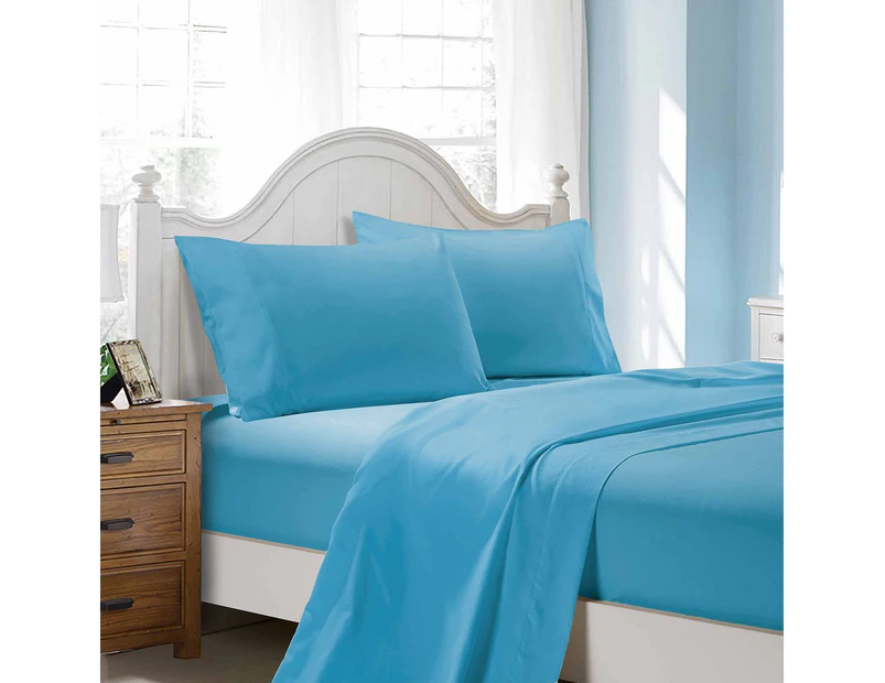 Fabric Fantastic 1000TC Ultra Soft Sheet Set - Single/Double Queen/King/Super King Size Bed - Light Blue