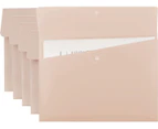 File Folders Letter Size File Jackets Organizer Plastic Envelope A4 Flat Document Holder with Snap Button Closure (Pastel Pink, Pack of 5)
