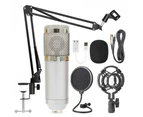 BM-800 Professional Capacitive Microphone Vocal Recording Wired Mic for Computer-Silver