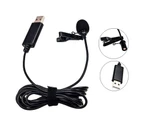 Lavalier Microphone Sensitive Stereo Omni-Directional Portable USB PC Computer Recording Microphone for Outdoor-150CM