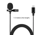 Lavalier Microphone Sensitive Lossless Noise Reduction Portable Type-C PC Computer Wired Recording Microphone for Live Show-Black