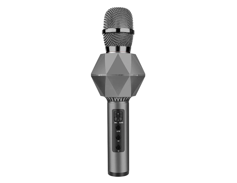 Polaris K7 Wireless Microphone High Fidelity Noise Cancelling LED Colorful Lights Bluetooth-compatible 5.0 Home KTV Recording Microphone for Li-Grey