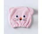 Children Shower Cap Cartoon No Shedding Non Linting Soft No-fading Dry Hair Polyester Cotton Cute Bear Dry Hair Cap for-Pink