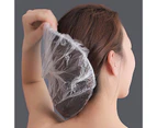 100Pcs/Set Shower Cap Disposable Waterproof Wear Resistant Dustproof Loose Transparent Comfortable Waterproof Headwear Hair Dye Cap Cover for-White