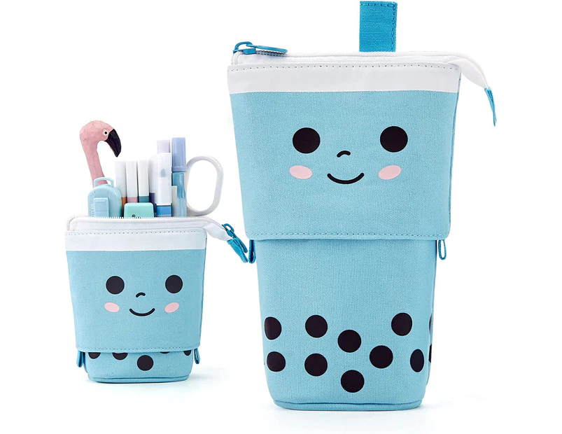 Cute Pencil Case Standing Pen Holder Telescopic Makeup Pouch Pop Up Cosmetics Bag Stationery Office Organizer Box for Girls Students Women Adults