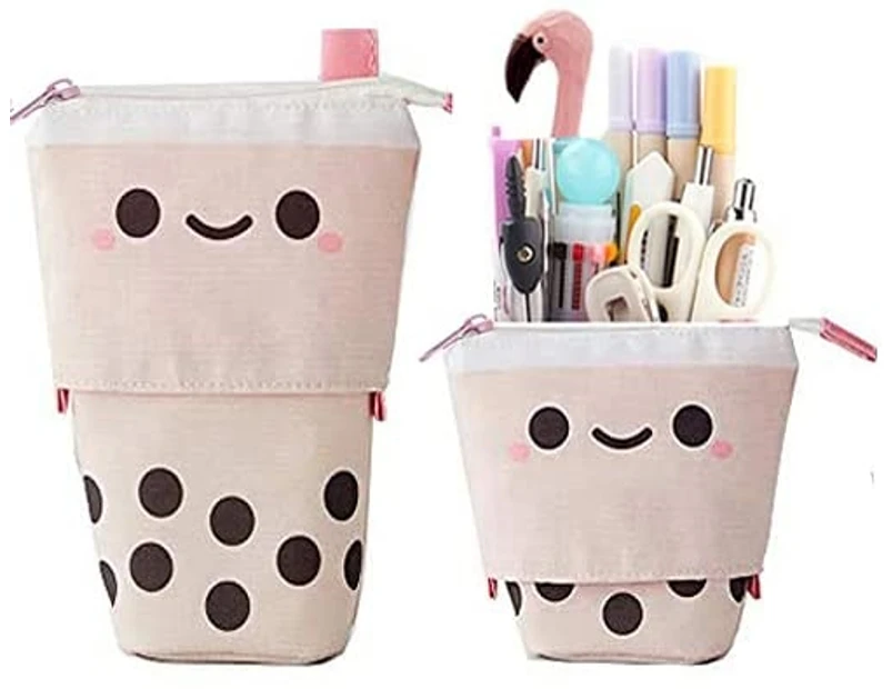 Cute Pen Pencil Telescopic Holder Pop Up Stationery Case, Stand-up Transformer Bag Standing Organizer, Great for Cosmetics Pouch Makeup Office Bag