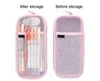 Grid Mesh Pencil Bag Clear Simple Stationery Organizer Multi-Color Pen Marker Pouch