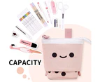 Cute Pencil Case Standing Pen Holder Telescopic Makeup Pouch Pop Up Cosmetics Bag Stationery Office Organizer Box for Girls (Blue)