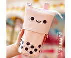 Cute Pencil Case Standing Pen Holder Telescopic Makeup Pouch Pop Up Cosmetics Bag Stationery Office Organizer Box for Girls (Blue)