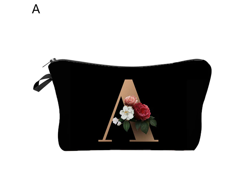 aerkesd Cosmetic Bag 3D Digital Printing Letter Flower Pattern Female Multipurpose Delicate Pencil Bag for Vacation-A