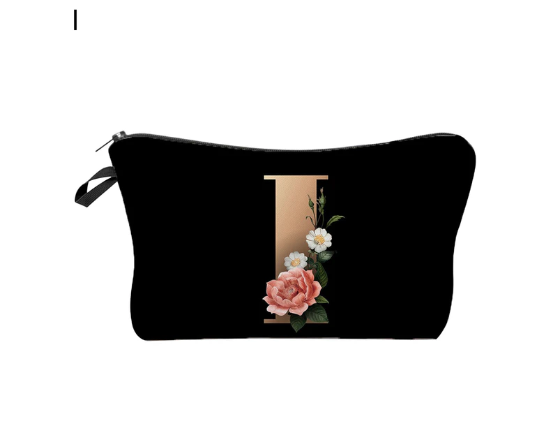 aerkesd Cosmetic Bag 3D Digital Printing Letter Flower Pattern Female Multipurpose Delicate Pencil Bag for Vacation-I