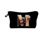 aerkesd Cosmetic Bag 3D Digital Printing Letter Flower Pattern Female Multipurpose Delicate Pencil Bag for Vacation-M
