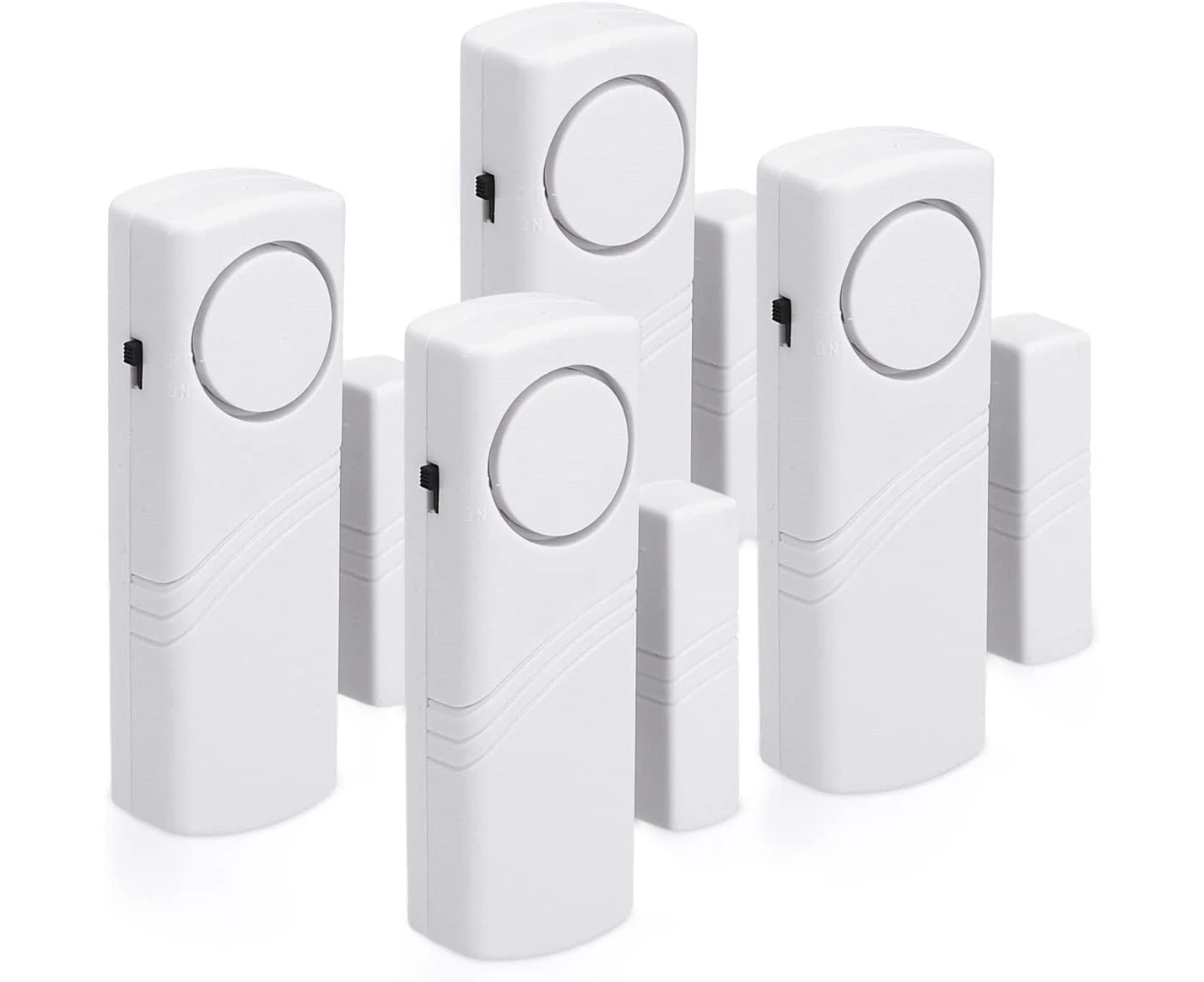 Door and Window Alarm - Lot 4x Wireless Intrusion Alarm - Home Security Against Burglary - Magnetic Operation - 100 dB