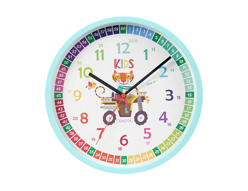 Kids Wall Clock Cartoon Creative Early Education Learning Clock Multi-style Color Decoration Round Alarm Big Number Print Teaching Clock for-B