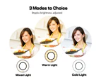 Ring Light with Cell Phone Holder Stand for Live Stream/Makeup, LED Camera Lighting with Flexible Arms Compatible with All IPhone Models and Android Phones