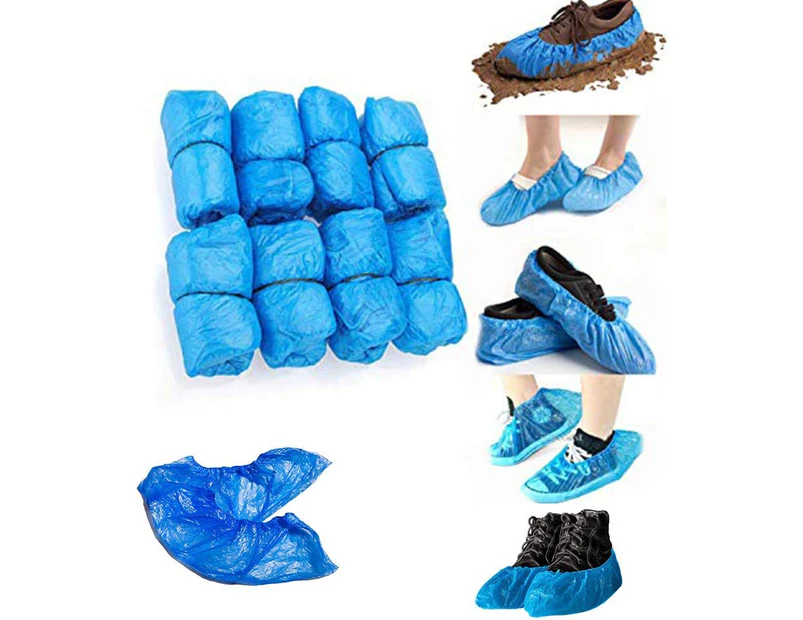 100Pcs Disposable Shoe Covers, Plastic Foot Covers, Shoe Covers, Dustproof Indoor Cleaning Shoe Covers
