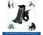 Tablet holder, mobile phone holder, bicycle, 360° rotation, exercise bike, smartphone stand (9-22cm)