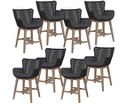 Stud Set of 8 Rope Outdoor Dining High Bar Chair Barstool with Timber Wood Frame