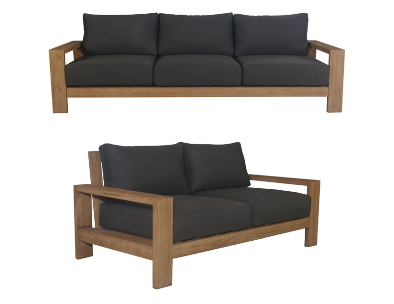 Stud 2pc 3+2 Seater Outdoor Patio Sofa Lounge Set with Solid Timber Frame