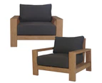 Stud 2pc 1+1 Seater Outdoor Patio Sofa Lounge Chair Set with Solid Timber Frame