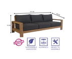 Stud 4pc 3+2+1 Seater Outdoor Patio Sofa Lounge Set Solid Timber Coffee Table