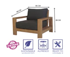 Stud 2pc 1+1 Seater Outdoor Patio Sofa Lounge Chair Set with Solid Timber Frame