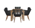 Stud 9pc Outdoor Dining Set 8pc Rope Chair with 220cm Solid Timber Wood Table