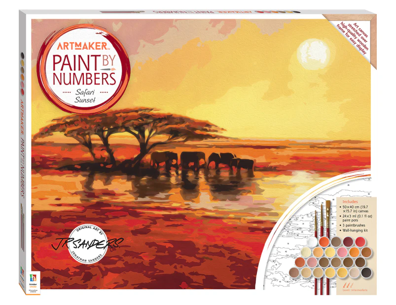 Hinkler Art Maker Paint By Numbers Canvas: Safari Sunset