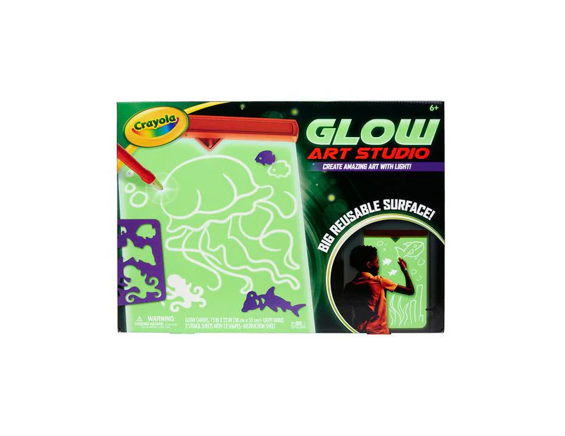 Crayola Kids/Childrens Creative Reusable Glow In The Dark Draw Art Studio 96m+