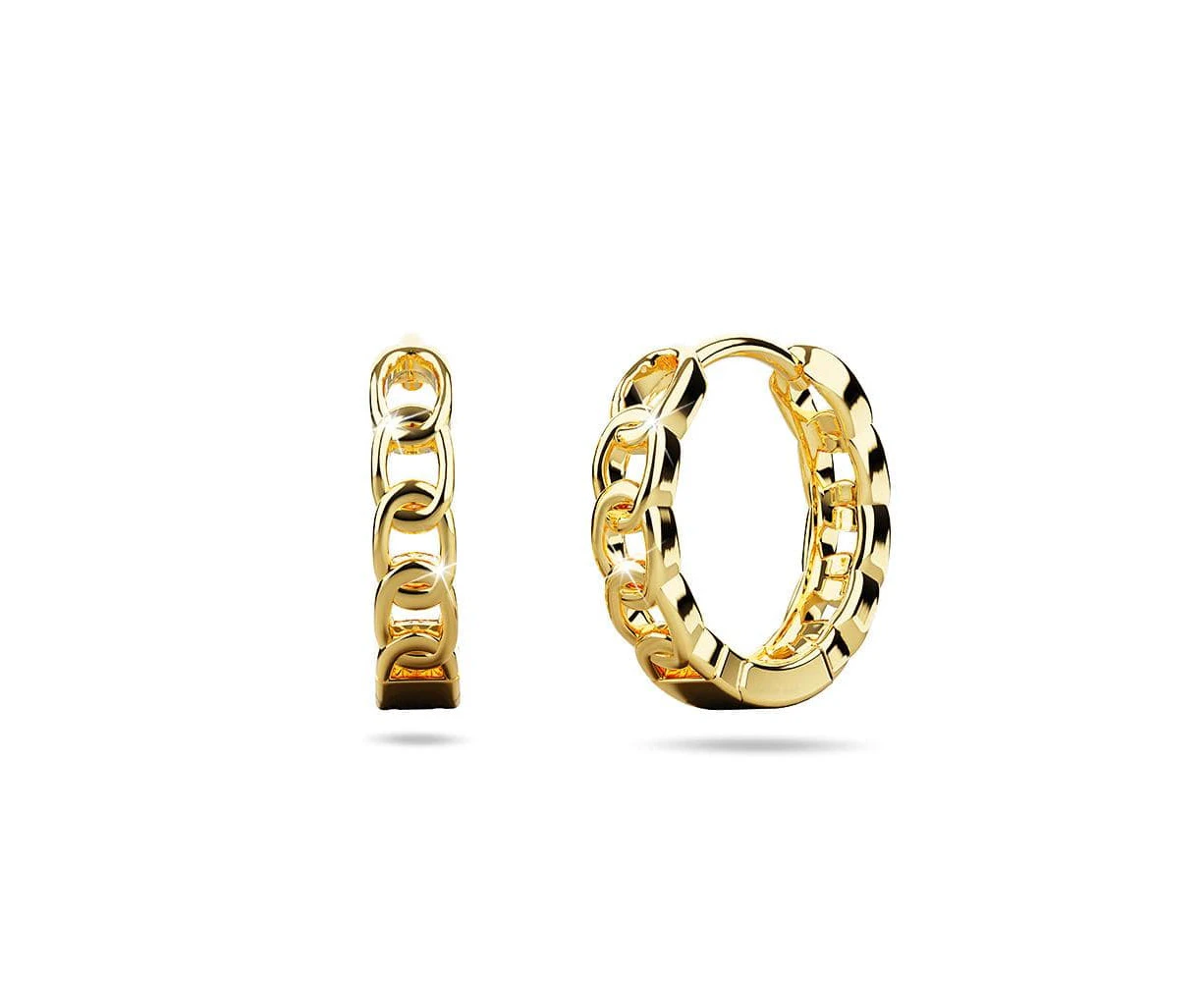 Molten Chain Huggie Hoop Earrings Gold