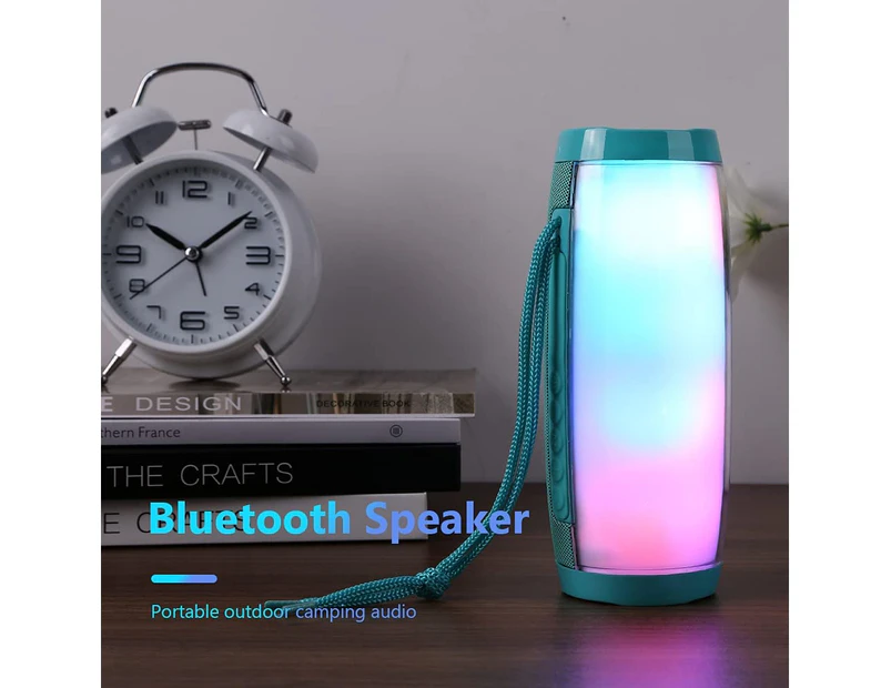 Portable Bluetooth Speaker Waterproof Wireless Speaker Tg-157 Outdoor Portable Wireless Bluetooth Speaker With Colorful Lights - Cyan