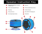 Shower Speaker,Waterproof IPX7 Portable Wireless Bluetooth 4.0 Speaker-Blue