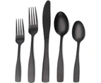 Matte Black Dinnerware Set, Satin Stainless Steel Cutlery Set, 5-Piece Cutlery Set
