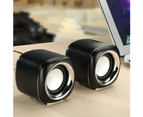 Bluebird 1 Pair Mini Portable Home USB Wired Subwoofer Stereo Desktop Computer Speakers-Black