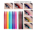 Nirvana 12Pcs/Box Colored Eyeliner Smudge-proof Quick-drying Matte Liquid Eye Liner Pen for Makeup- 12 color