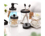 4Pcs/Set Foaming Soap Dispenser Rustic Transparent 304 Stainless Steel Mason Jar Bathroom Accessories Set for-Black