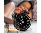 Double Bell Alarm Clock with Night Light, Large Dial of 4 Inches, Analog Quartz Alarm Clock with Loud Alarm, No Ticking, Noiseless