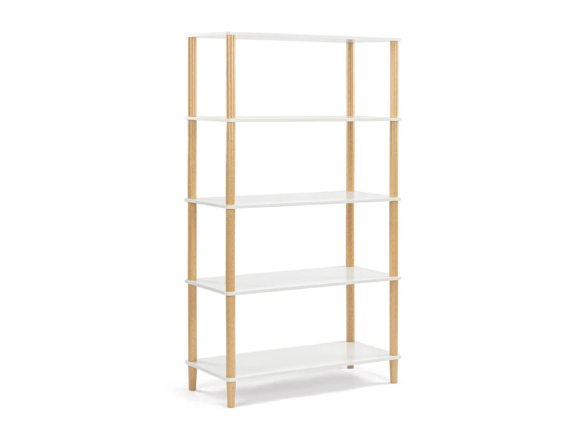Kodu Seth Open Shelf Unit Shelving Display Rectangular 5 levels white and woodgrain