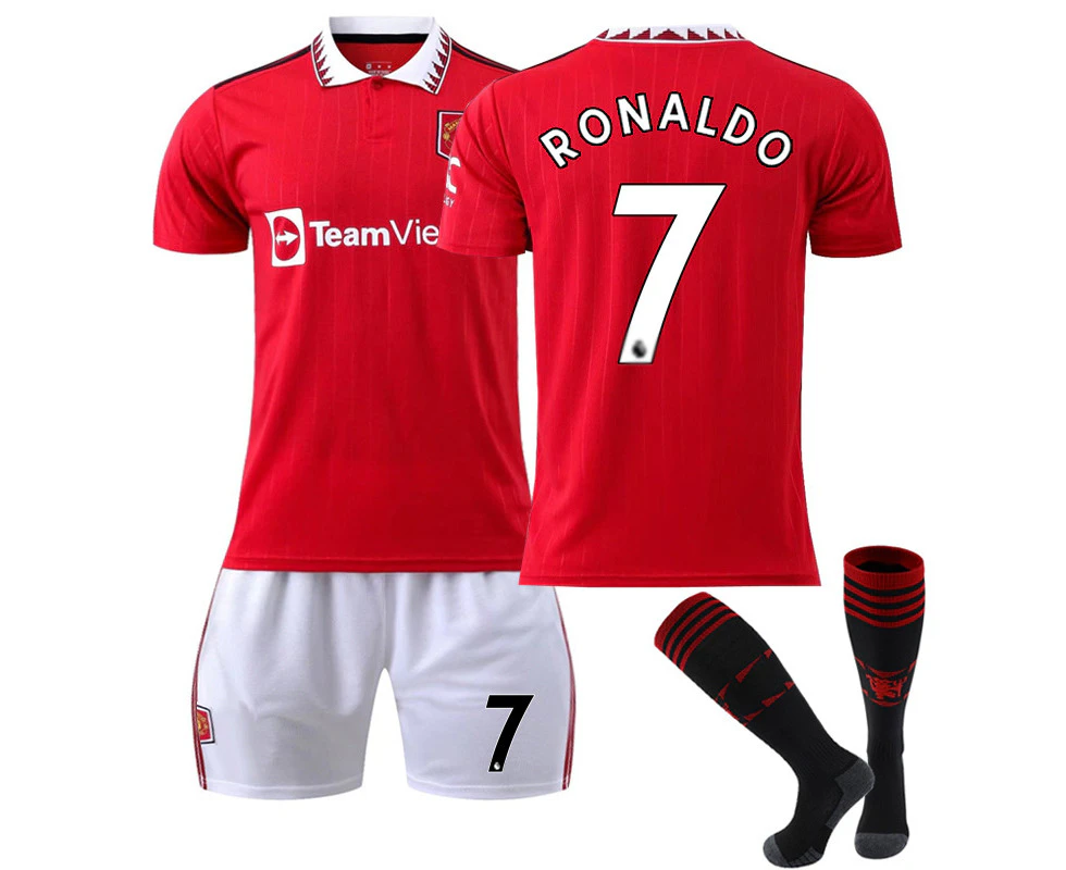 Manchester United Home Shirt 2022-23 with Ronaldo 7 Soccer Jersey Sets