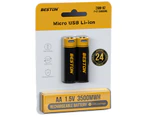 Beston Micro USB AAA/AA Rechargeable Battery Li-ion Battery 3500mWh With cable - 2PCS