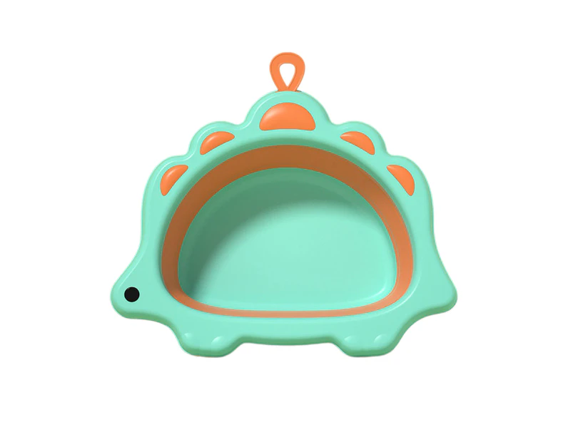 Baby Wash Basin Foldable Hanging Hole Design Strong Bearing Force Space-saving Anti-fall Washing Face Thicken Dinosaur Shape Newborn Foot Basin Bathtub - Green