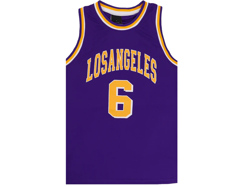 Kid's Basketball Jersey Tank Boys Sports T Shirt Tee Singlet Tops Los Angeles - Purple - Los Angeles 6