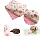 Lovely Dog Cat Paw Pattern Soft Warm Pet Cushion Bed Pad Mat Carpet Blanket-Pink Cloth