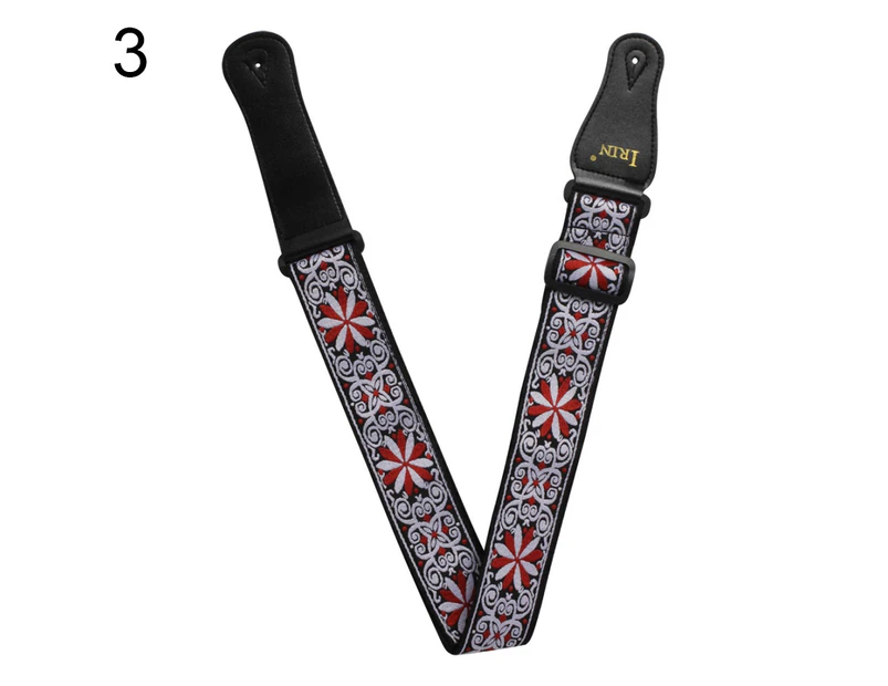 Ethnic Embroidery Pattern Adjustable Thicken Acoustic Guitar Bass Shoulder Strap - Red