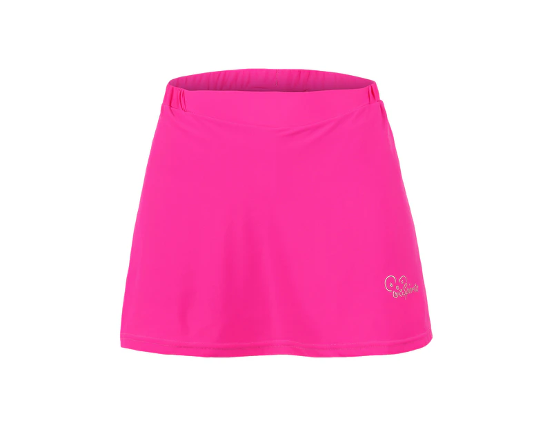 Cycling Shorts Skirt High Elasticity Shockproof Breathable Reflective Print Yoga Shorts Skirt for Exercise - Pink