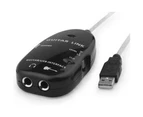 Guitar to USB Interface Link Cable Audio Adapter for PC/MAC Computer Recording - Black