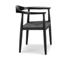 Koen Set of 2 Woven Cord Dining Chair in  Black Solid Ashwood