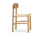 Isak Set of 2 Solid Ashwood Woven Cord Dining Chair in  Natural