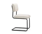 Myah Set of 2 Cantilever Dining Chairs in  Cream Bouclé & Black